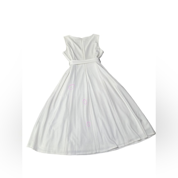 Calvin Klein V-Neck A-Line Midi Dress with Tie Belt Off-White color - size 14 - Picture 10 of 13